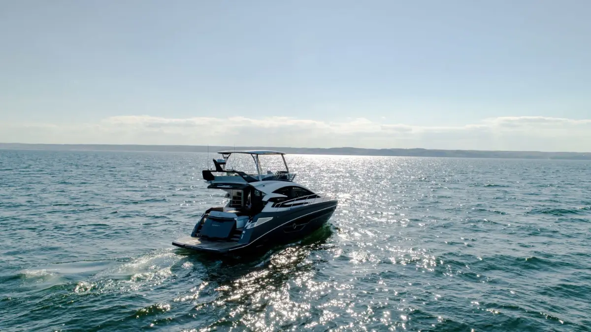 Cobrey 50 FLY, aft deck — Ibiza Yachts Hire, Ibiza. Cobrey 50 FLY — 16m