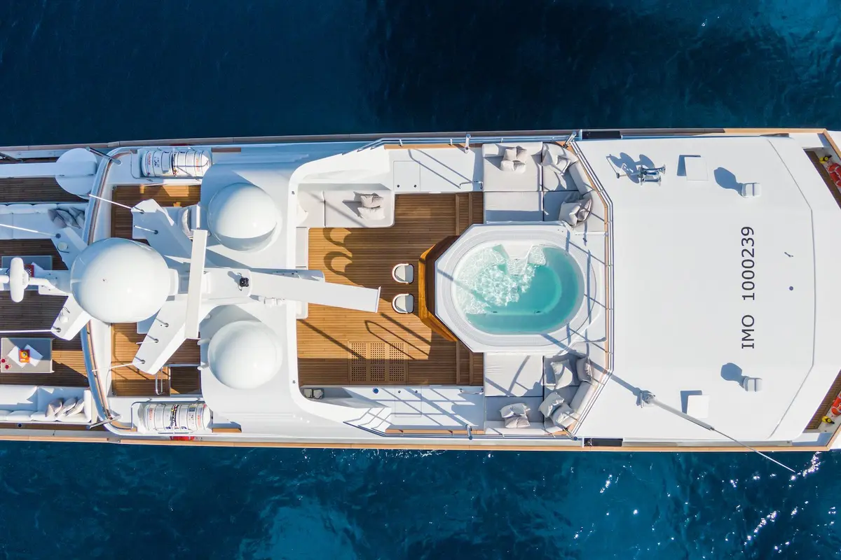Emerald, aft deck — Ibiza Yachts Hire, Ibiza. Emerald — 50m