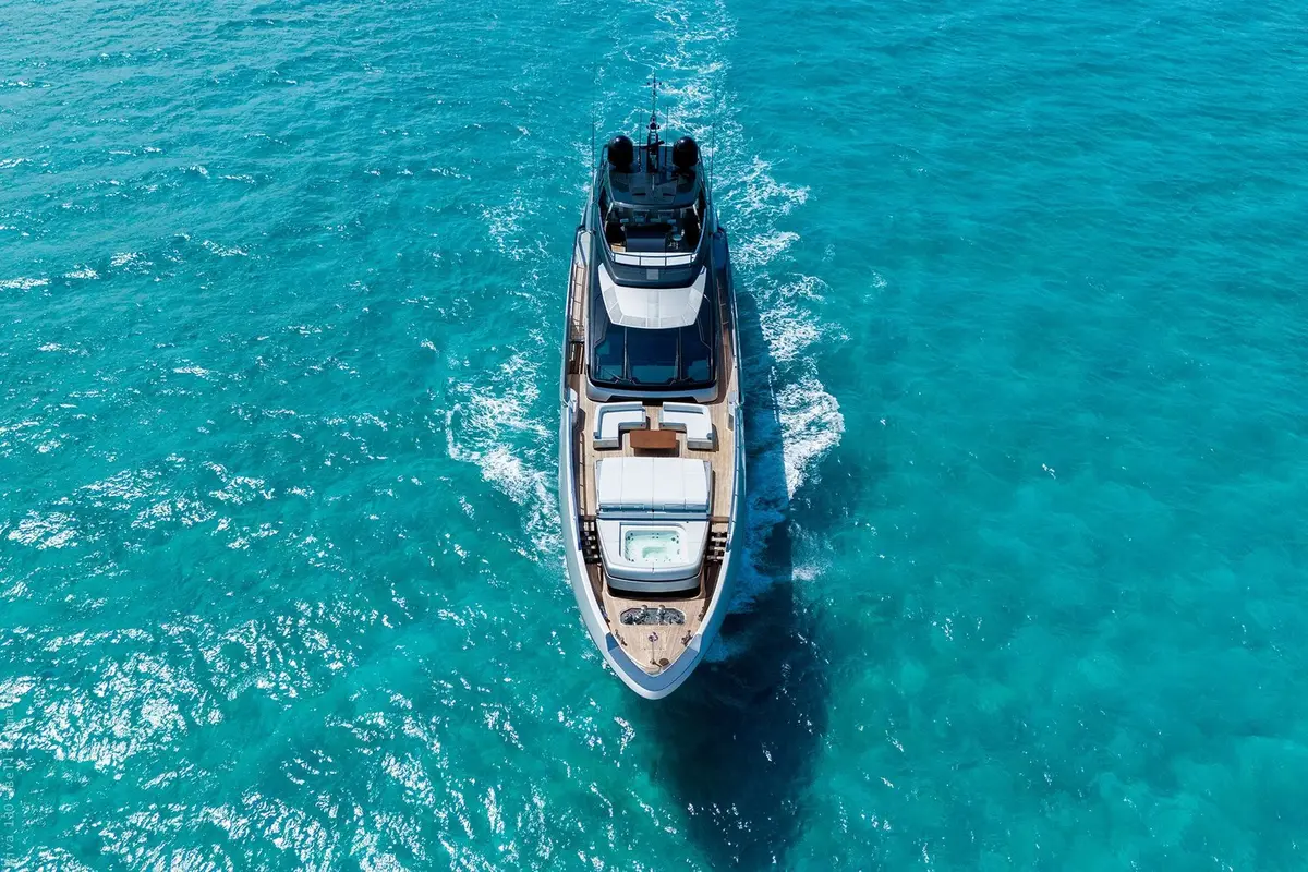 Riva 130, aft deck — Ibiza Yachts Hire, Ibiza. Riva 130 — 40m