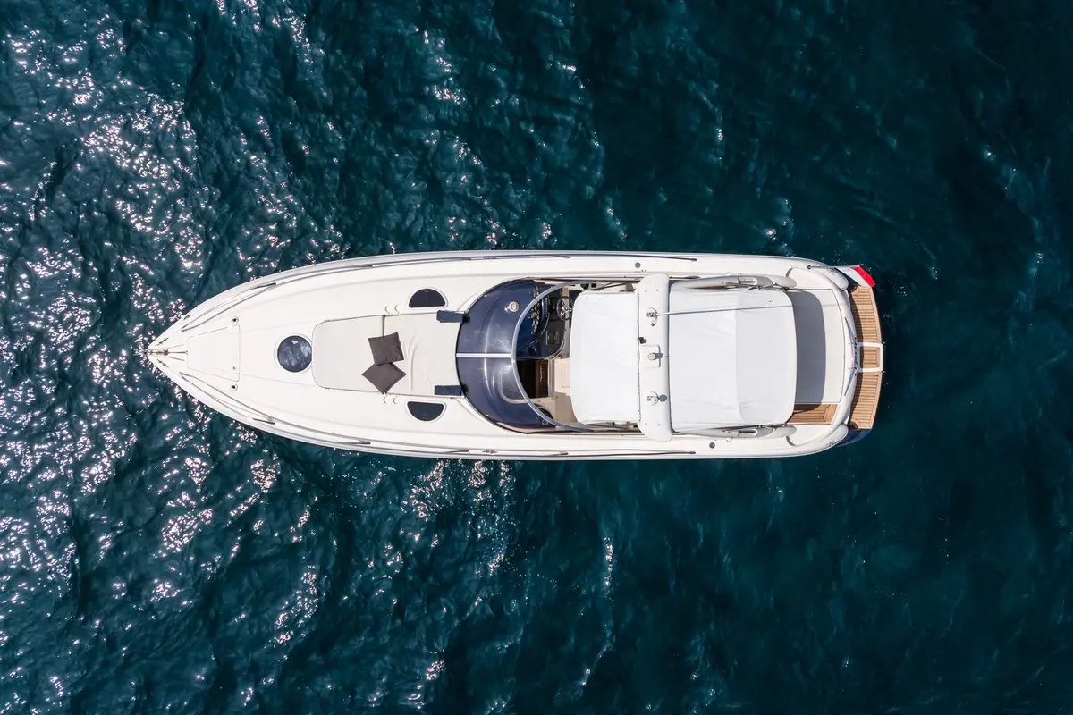 Superhawk 34, aft deck — Ibiza Yachts Hire, Ibiza. Superhawk 34 — 11m
